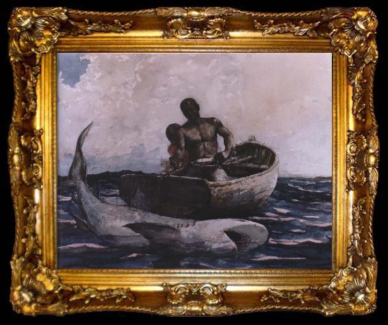 framed  Winslow Homer shark fishing, ta009-2